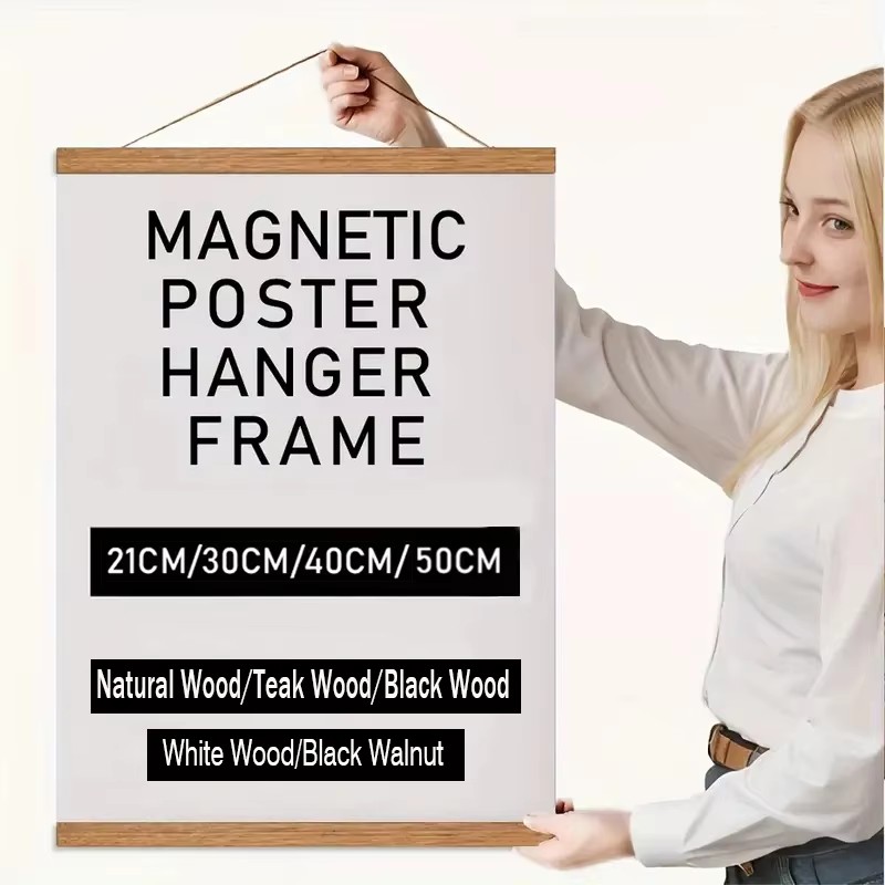 Engraved Wood Frame - 21 30 40 50cm Magnetic Poster