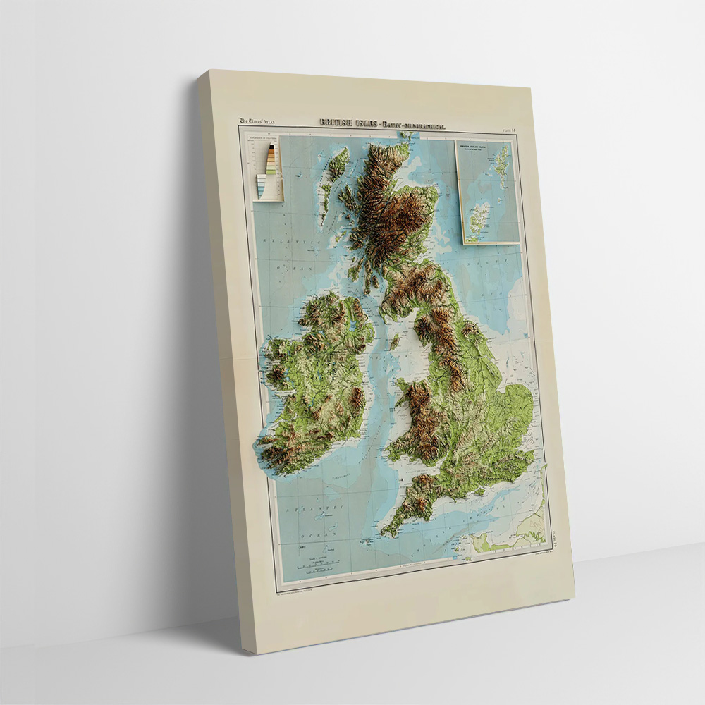 Custom Map Poster - 3D Relief Map of 1922 British