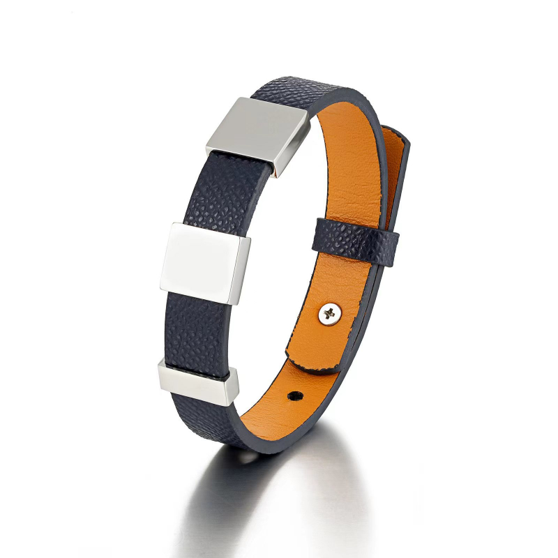 Coordinates Bracelet - Fashionable Stainless Steel Genuine Leather Adjustable