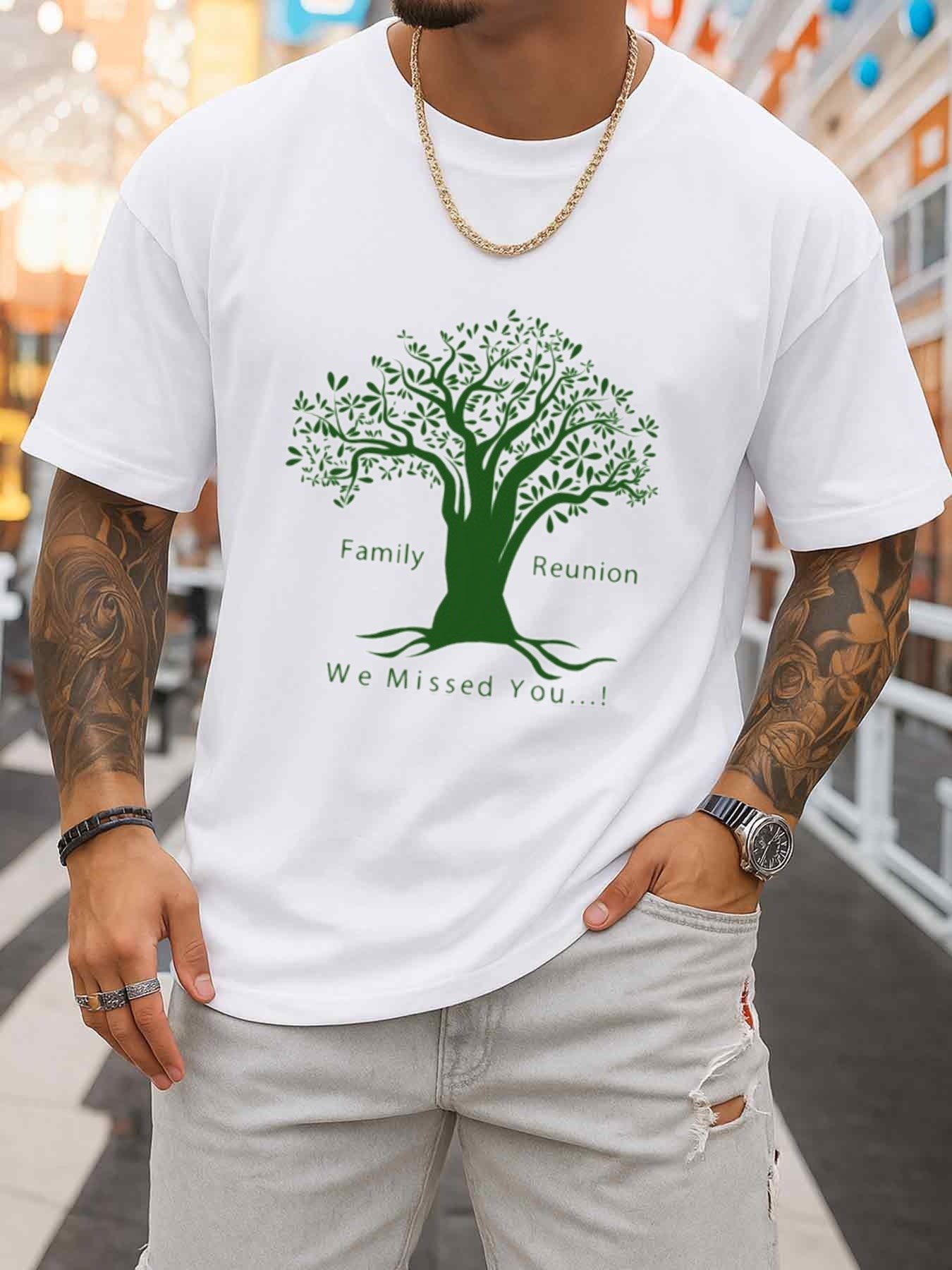 Family Tree Print - Family Gathering Tree Pattern Men's Crew