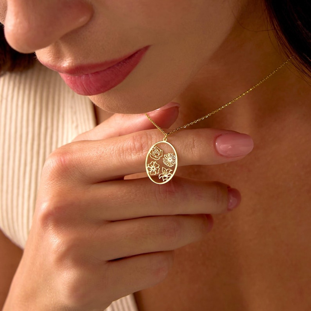 Birth Flower Necklace - Custom Birth Flower Necklace Personalized Flower
