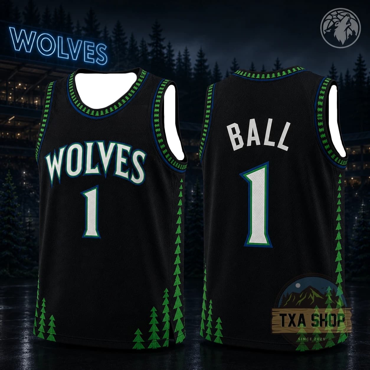 Family Tree Print - Basketball Jersey Black Sleeveless Vest Green