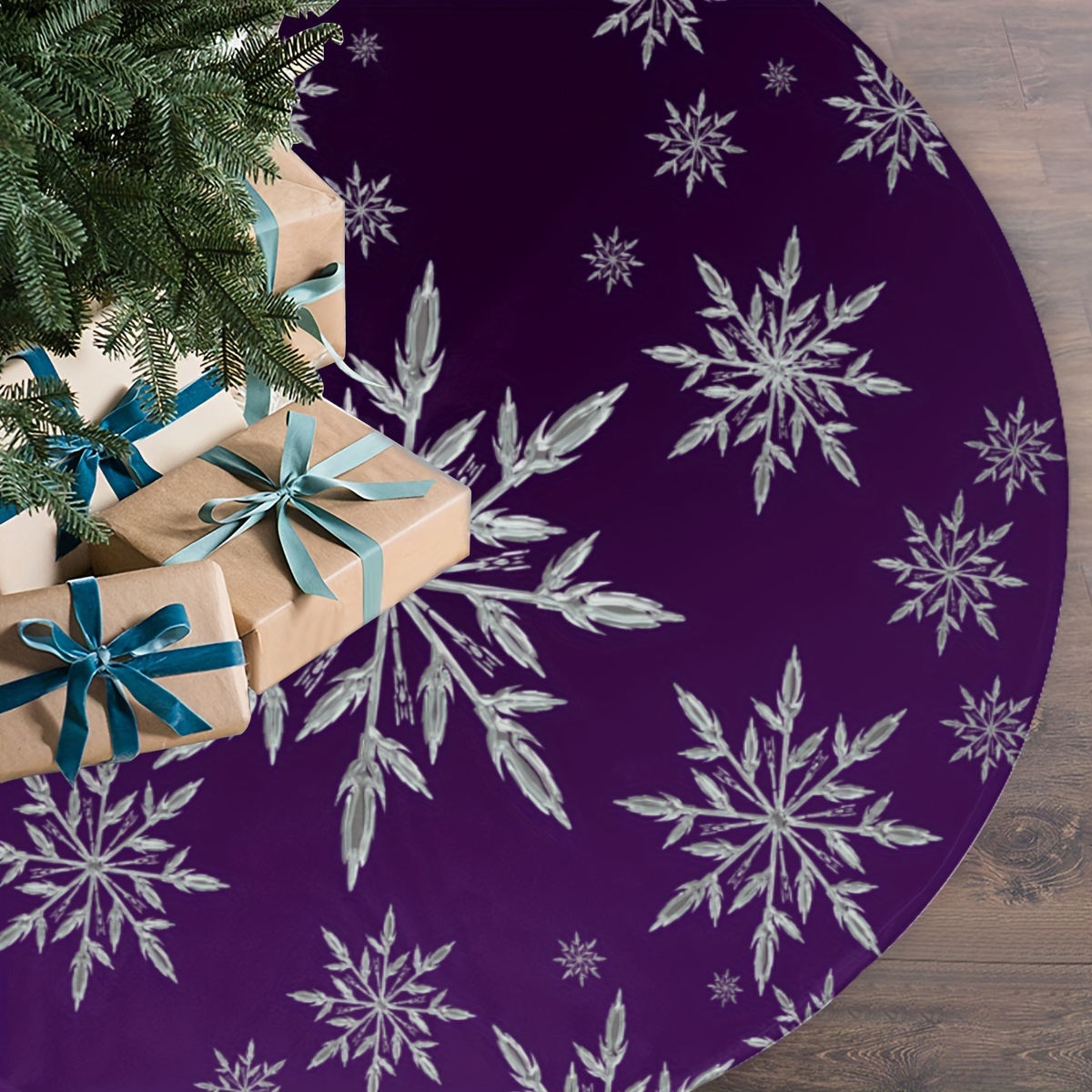 Family Tree Print - VIKAMA Deep Purple Snowflake Print Christmas