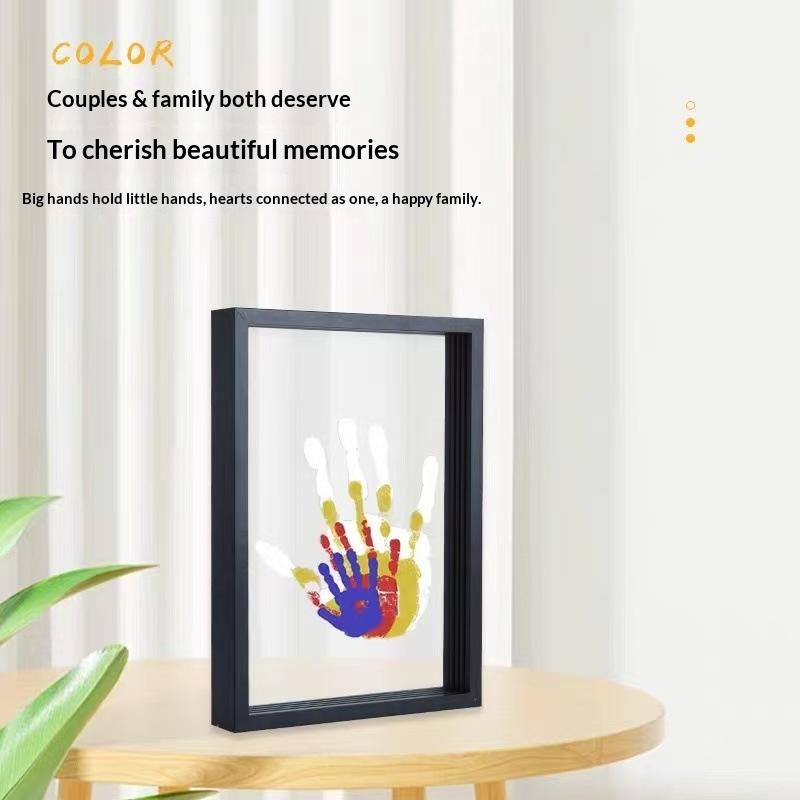 Engraved Wood Frame - New-1Set Family Handprint Photo Frame DIY