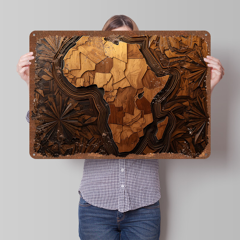 Custom Map Poster - Africa Map Wood Carving Art Printed