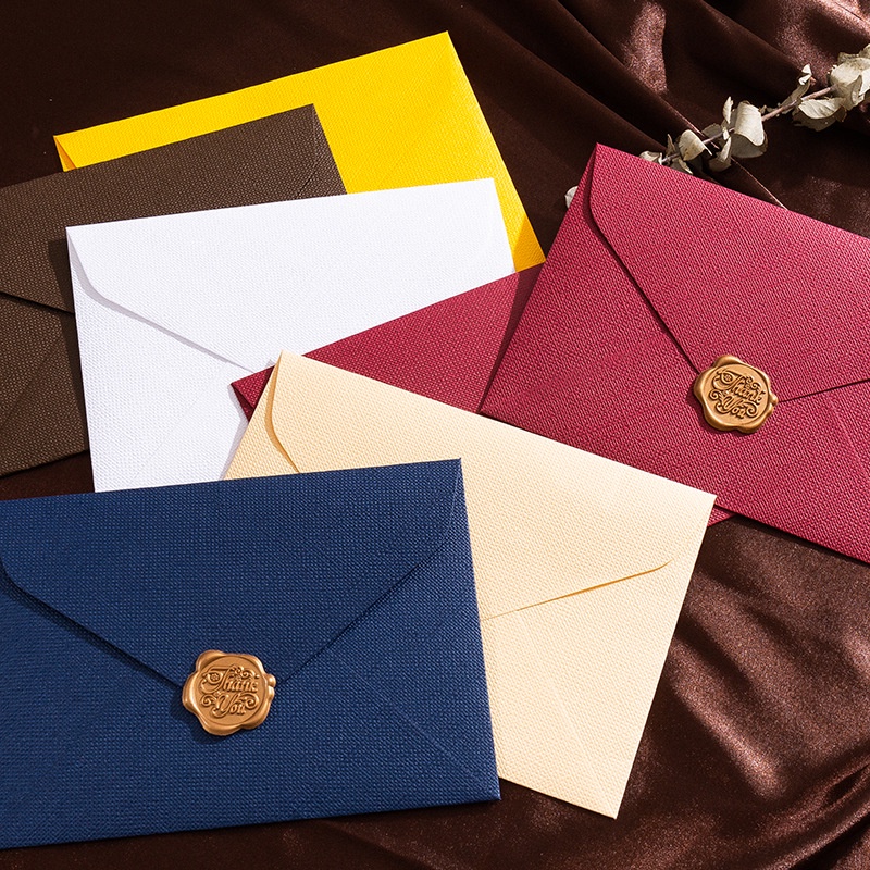 Wax Seal Letter Kit - 5 Pcs Retro Linen Pattern Envelope