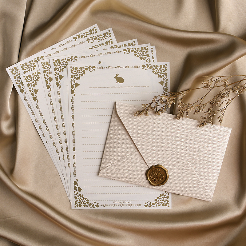 Wax Seal Letter Kit - 10 pcs linen brown paper envelope