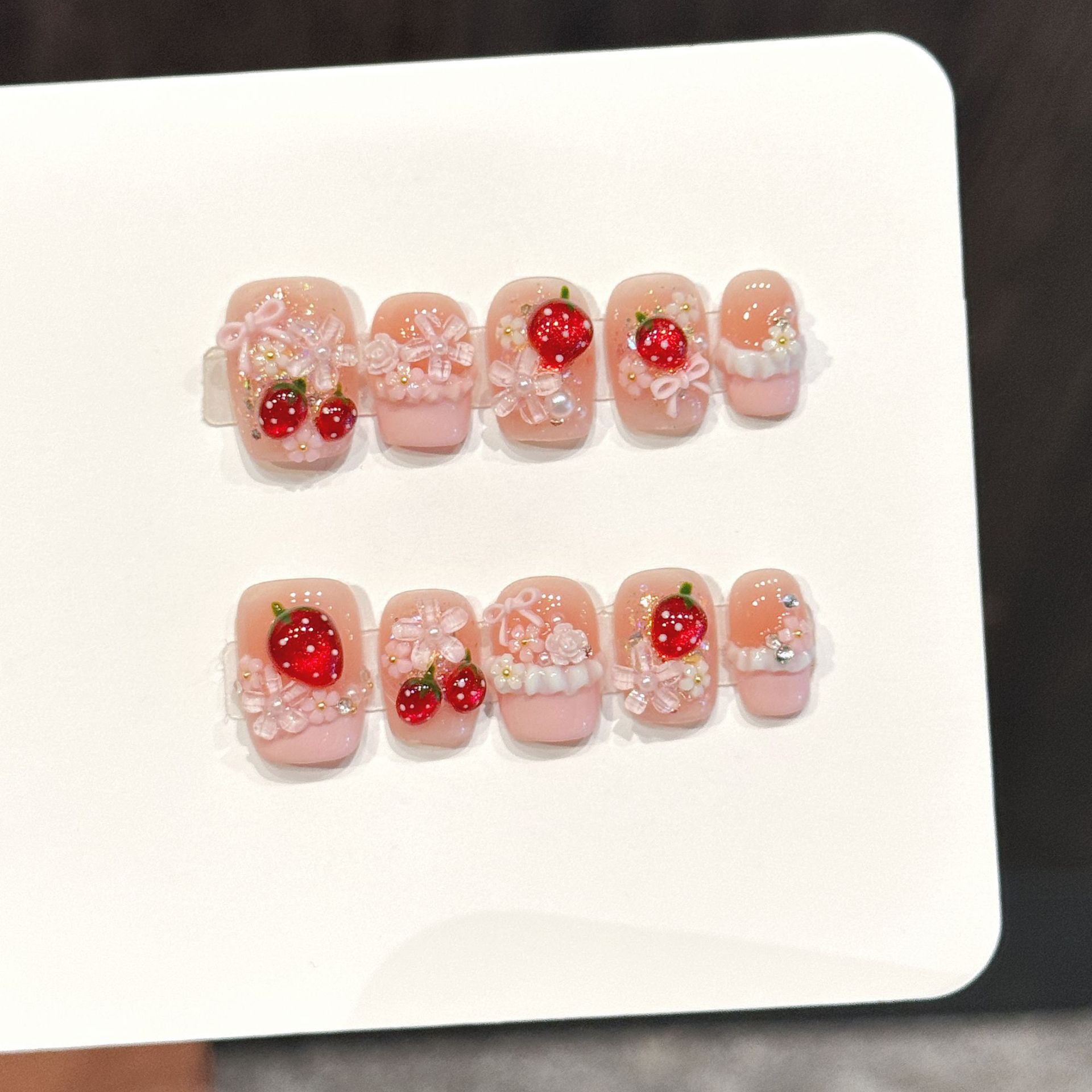 Pressed Flower Art - 10pcs Cute Red Strawberry Press On