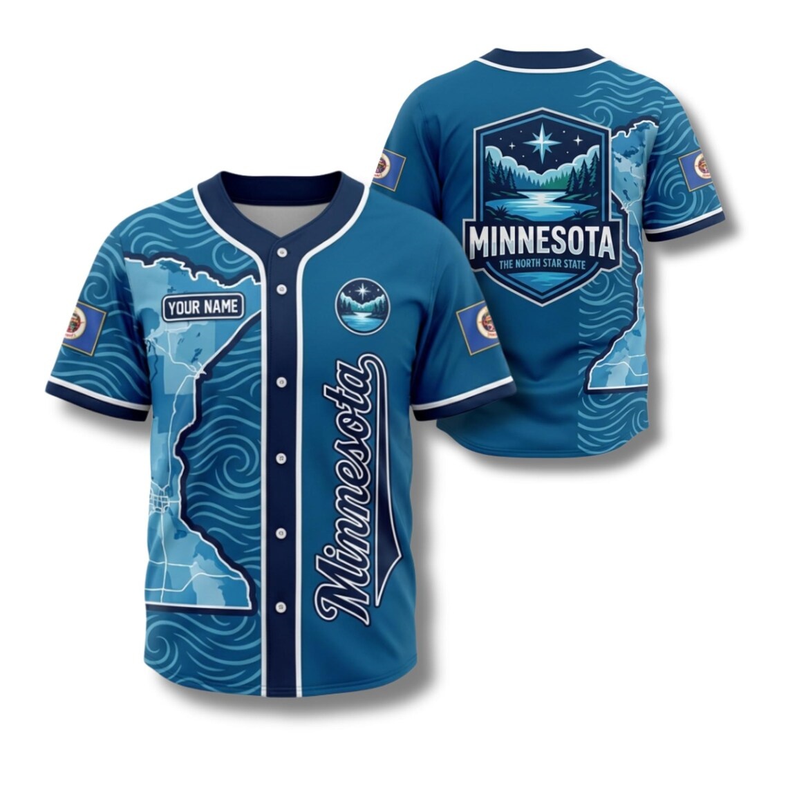Custom Star Map - Custom Minnesota Baseball Jersey North Star
