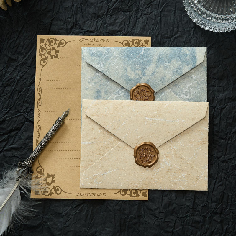 5pcs Gilded Shadow Envelope Ch - Wax Seal Letter Kit ulasan dan harga