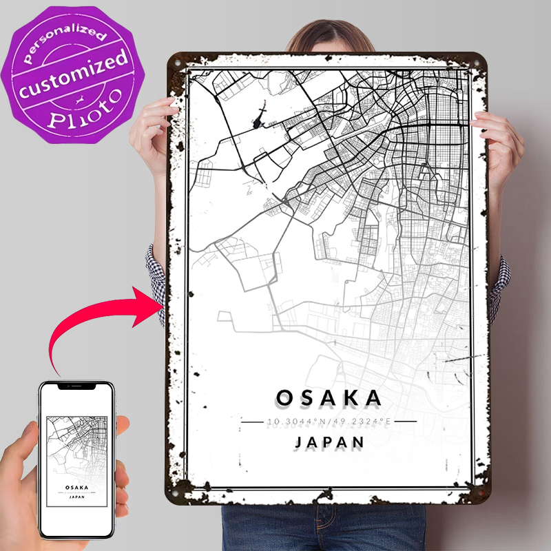 Osaka Map 3D Texture Printed P - Custom Map Poster ulasan dan harga
