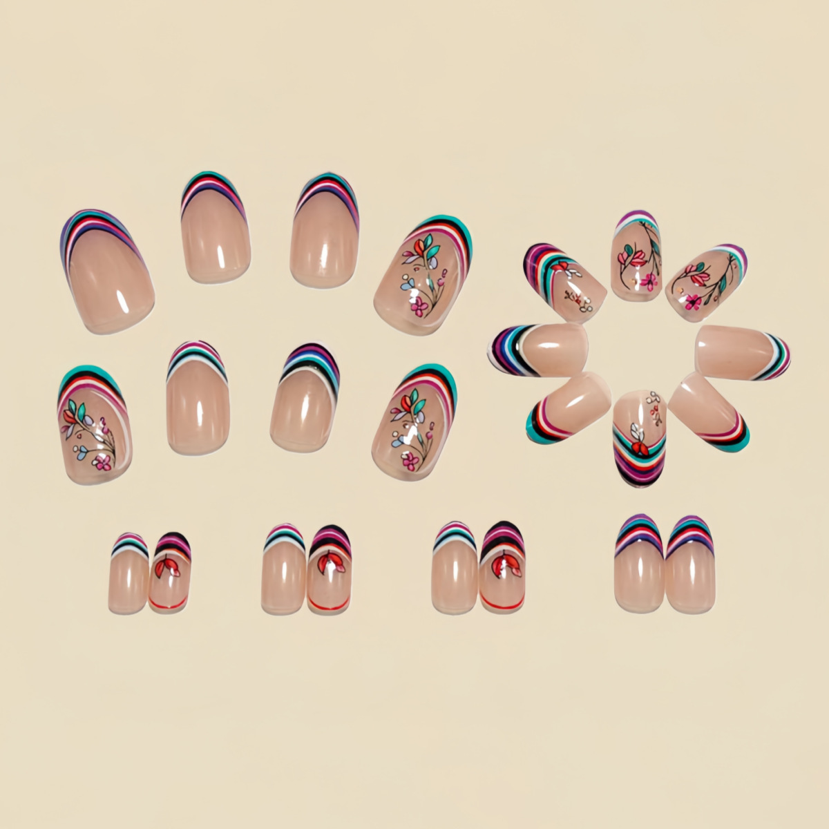 Medium fake nails for women gi - Pressed Flower Art ulasan dan harga
