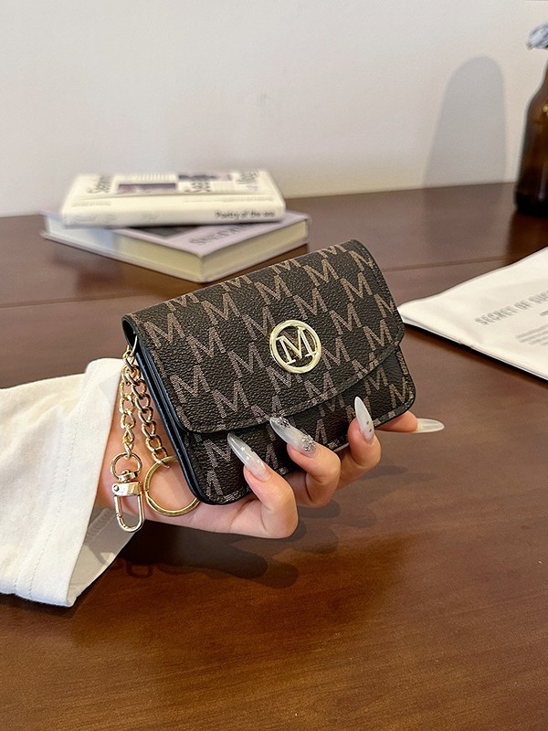 Retro Monogram Print Faux Leat - Monogram Keychain Leather ulasan dan harga