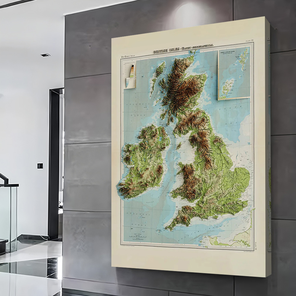 3D Relief Map of 1922 British  - Custom Map Poster ulasan dan harga