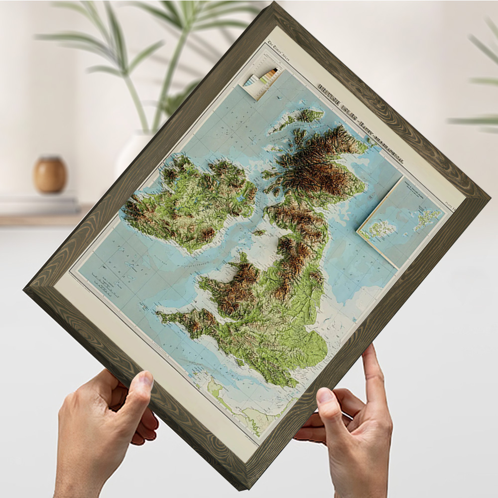 3D Relief Map of 1922 British  - Custom Map Poster ulasan dan harga