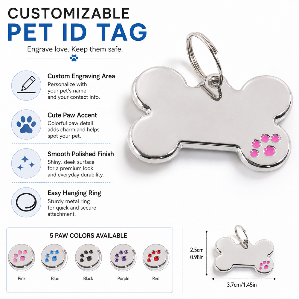 Custom Text Dog Tag Bone Shape - Pet Portrait Custom ulasan dan harga