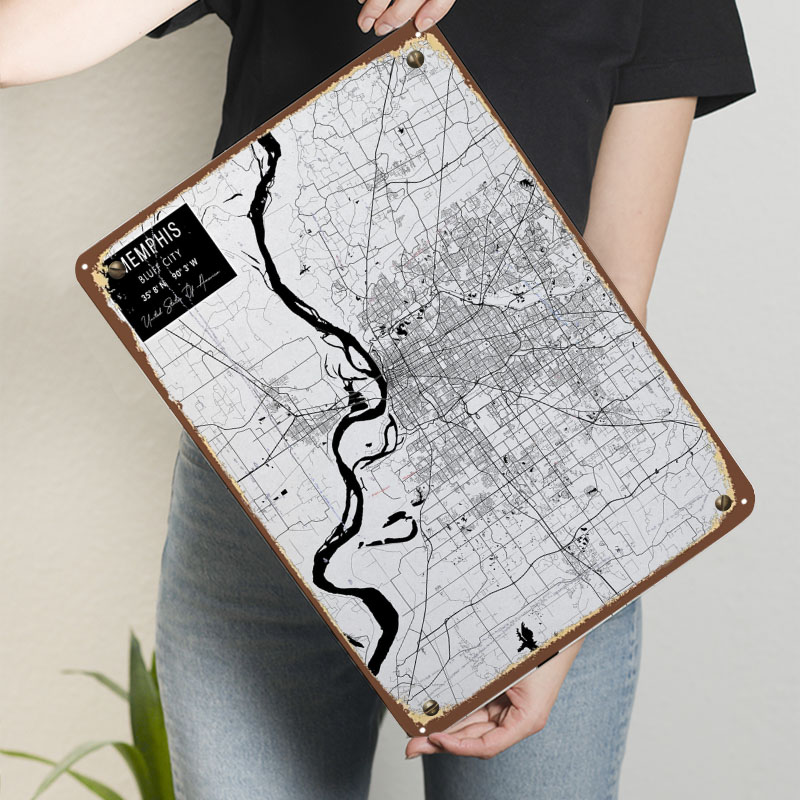 Memphis TN USA Tinplate Signs  - Custom Map Poster ulasan dan harga