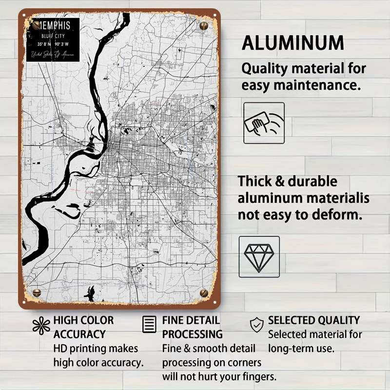 Memphis TN USA Tinplate Signs  - Custom Map Poster ulasan dan harga