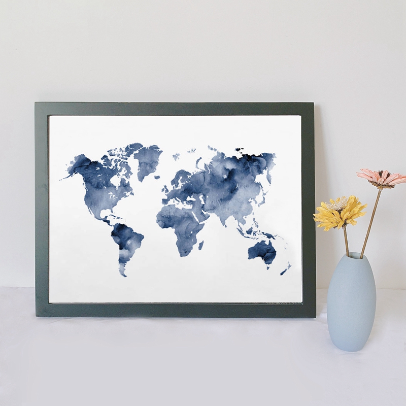 Blue World Map Print Navy Map  - Custom Star Map ulasan dan harga