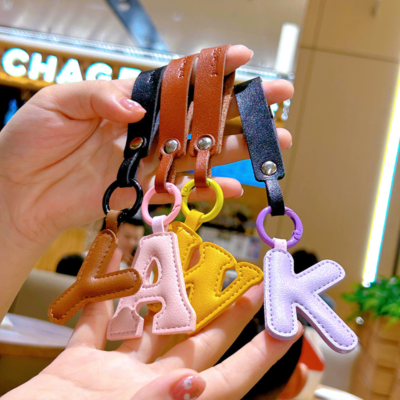 Creative PU Leather 26 Letter  - Monogram Keychain Leather ulasan dan harga