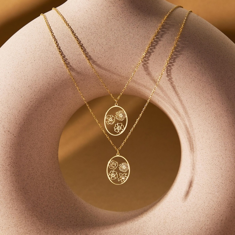 Custom Birth Flower Necklace P - Birth Flower Necklace ulasan dan harga