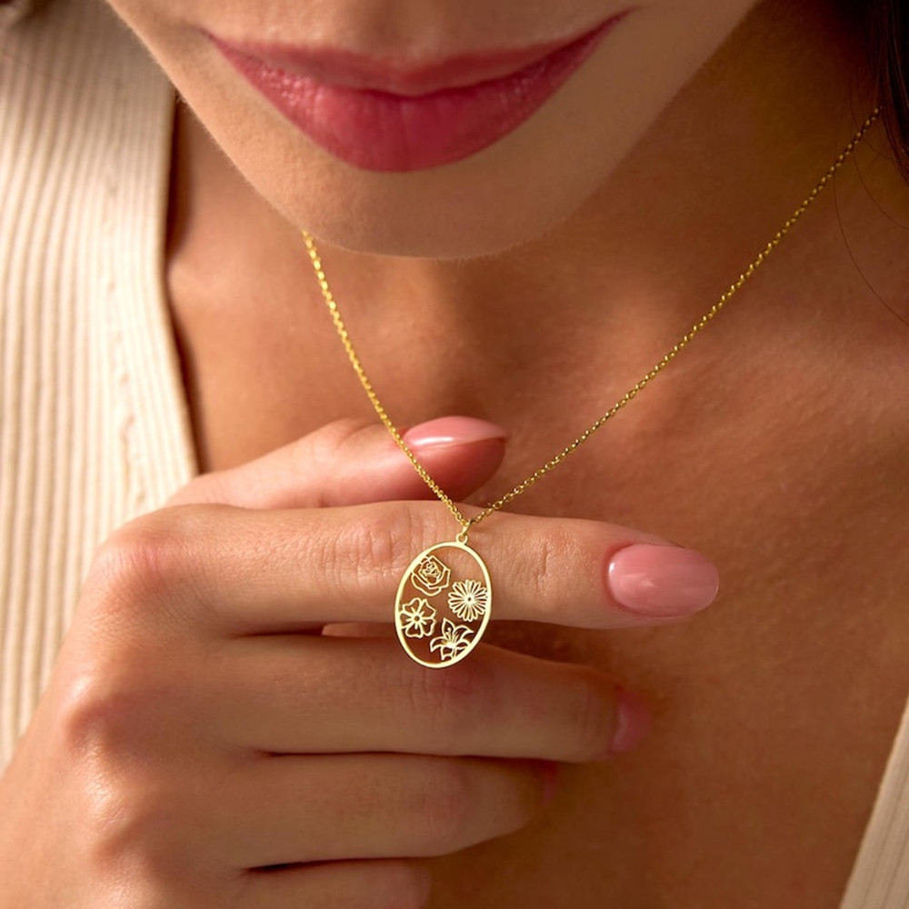 Custom Birth Flower Necklace P - Birth Flower Necklace ulasan dan harga