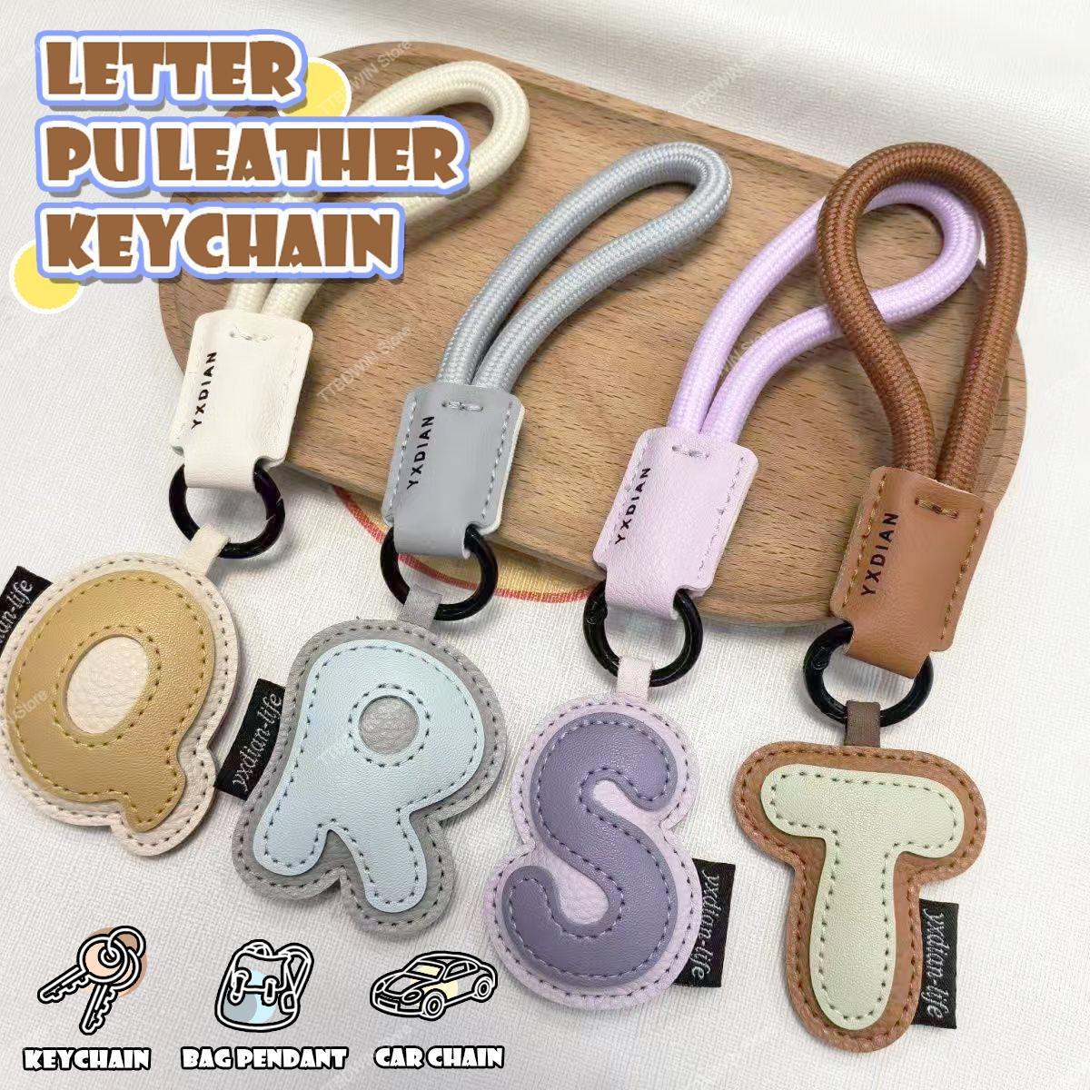 26 Alphabet PU Leather Keychai - Monogram Keychain Leather ulasan dan harga