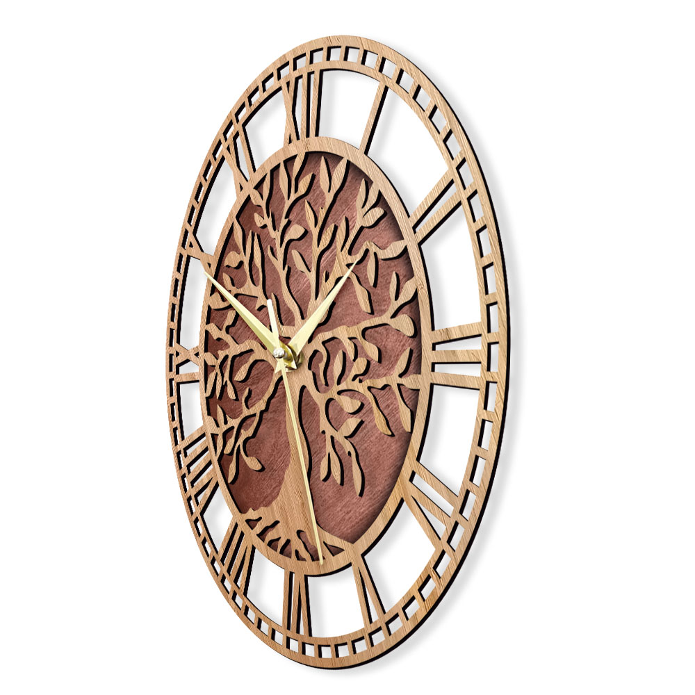 Tree of Life Wooden Wall Clock - Family Tree Print ulasan dan harga