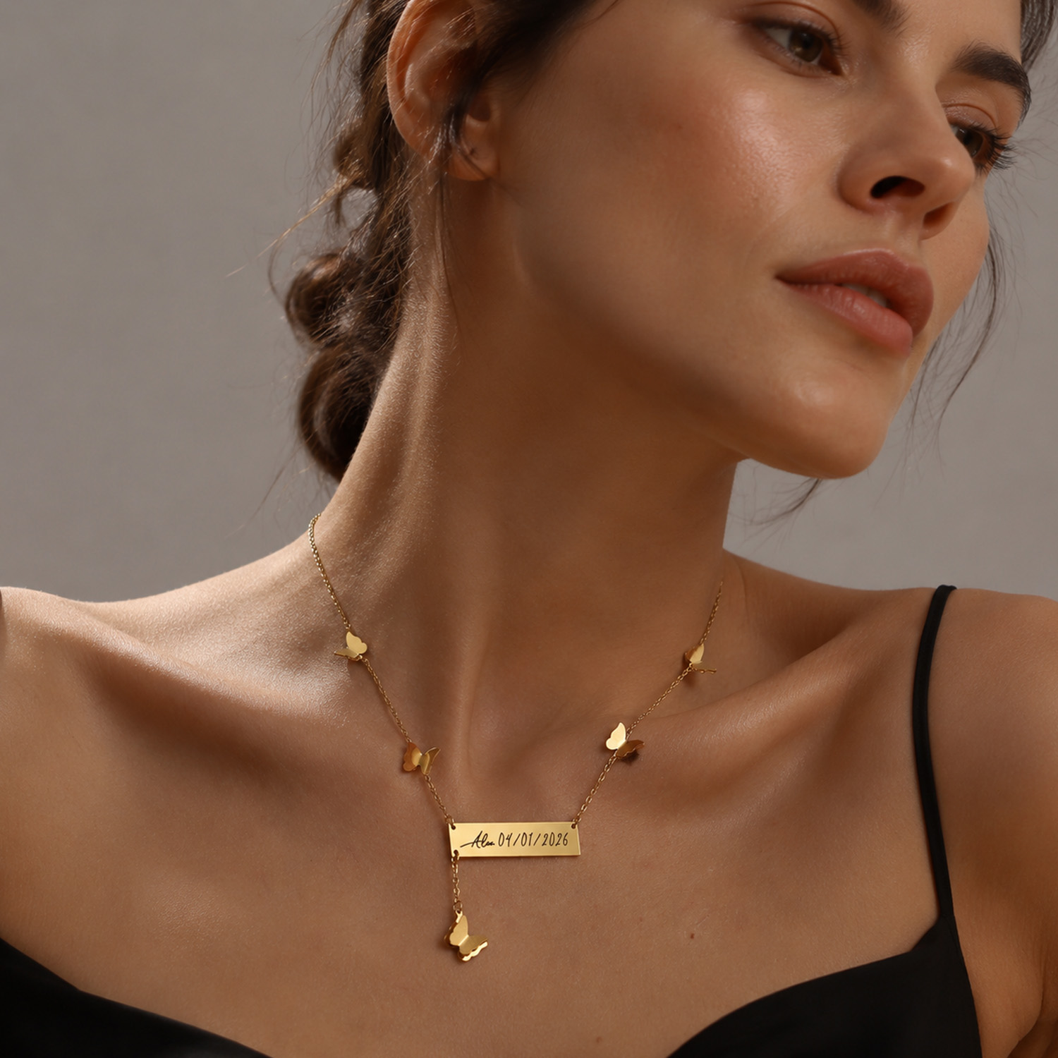 Personalized Butterfly Bar Nam - Handwriting Necklace Bar ulasan dan harga
