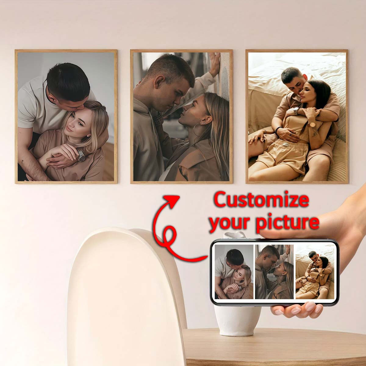 Triptych - 2D custom photo woo - Engraved Wood Frame ulasan dan harga