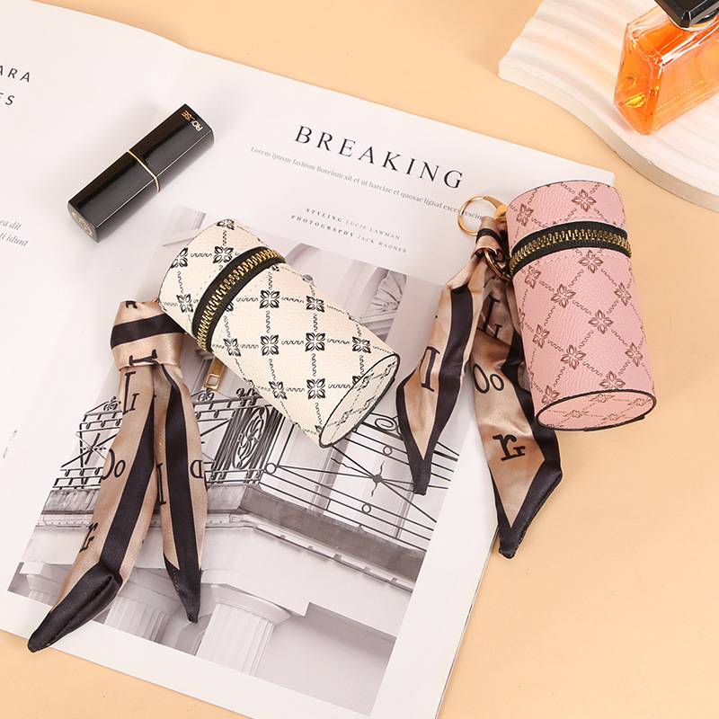 Scarf Pattern Lipstick Keychai - Monogram Keychain Leather ulasan dan harga