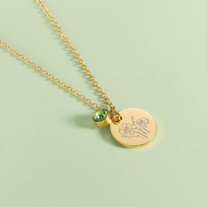 Crystal Birthstone Necklace fo - Birth Flower Necklace ulasan dan harga