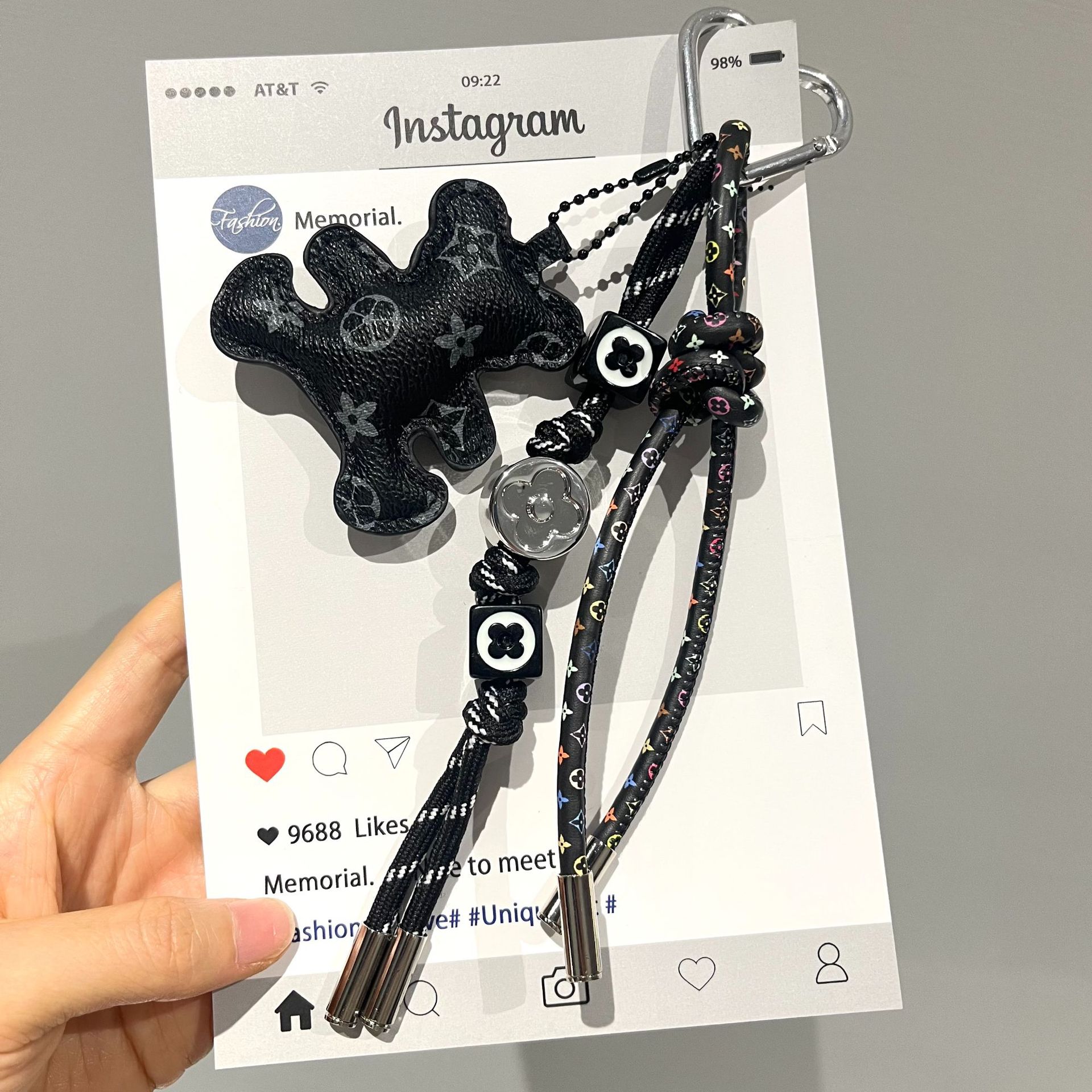 Mini Bear Pendant Charm for Ba - Monogram Keychain Leather ulasan dan harga