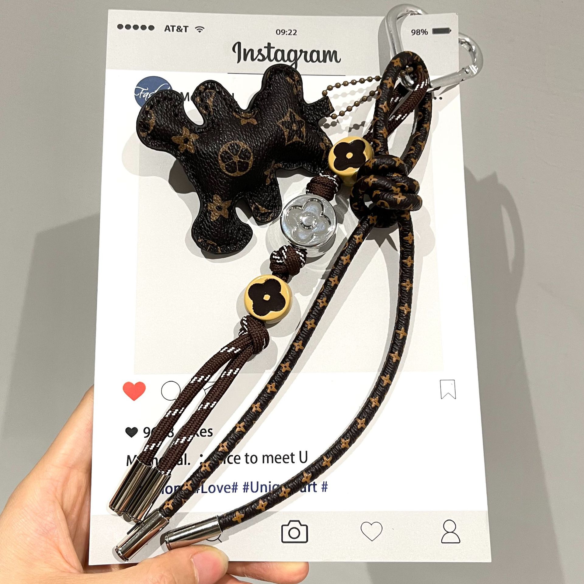 Mini Bear Pendant Charm for Ba - Monogram Keychain Leather ulasan dan harga