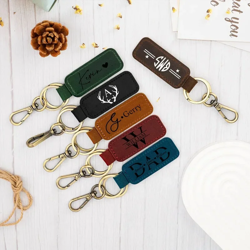 Laser Custom Logo Leather Keyc - Initial Ring Custom ulasan dan harga