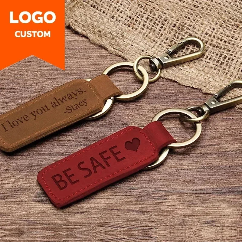 Laser Custom Logo Leather Keyc - Initial Ring Custom ulasan dan harga