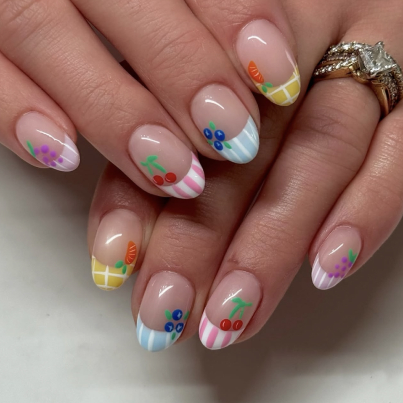 24Pcs Simple Almond Nails Tips - Pressed Flower Art ulasan dan harga