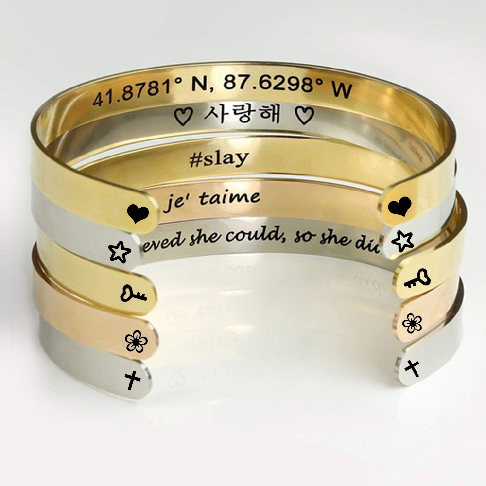 Custom Engrave Name Wrist Brac - Coordinates Bracelet ulasan dan harga