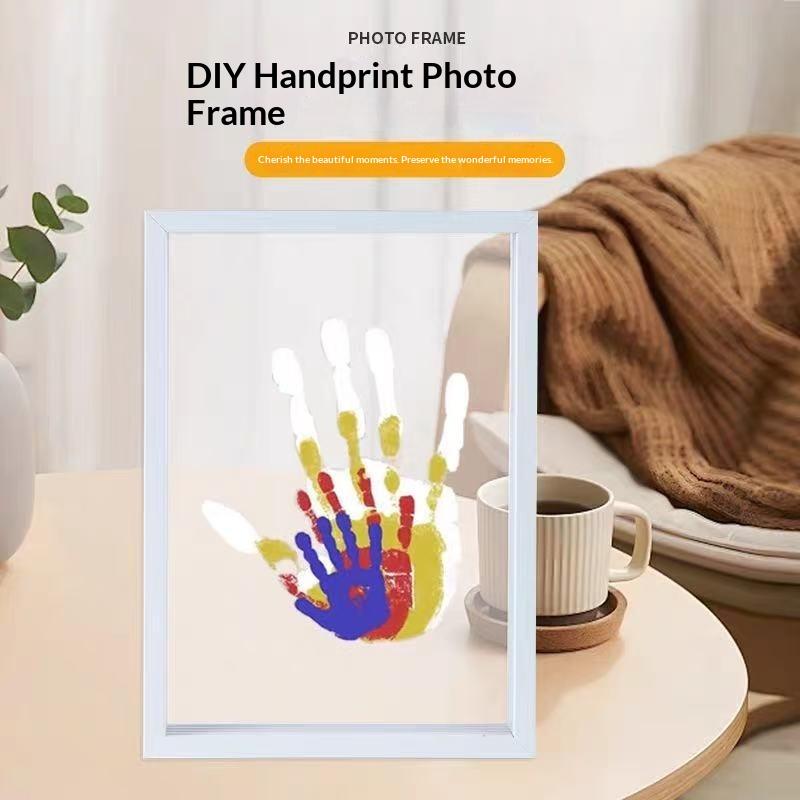New-1Set Family Handprint Phot - Engraved Wood Frame ulasan dan harga