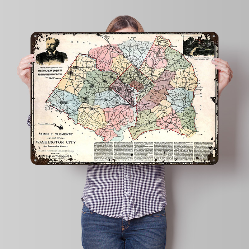 Map of Washington City Printed - Custom Map Poster ulasan dan harga