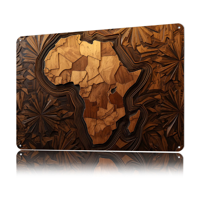 Africa Map Wood Carving Art Pr - Custom Map Poster ulasan dan harga