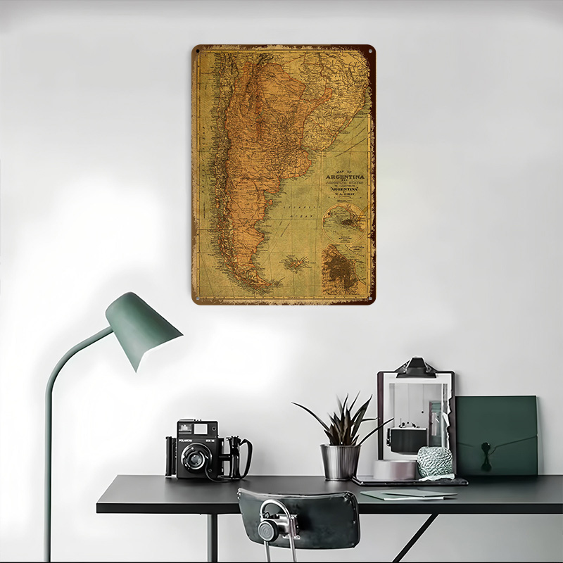 Vintage Map of Argentina Tin P - Custom Map Poster ulasan dan harga