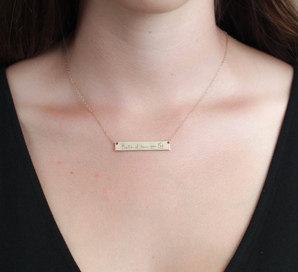Personalized Custom Actual Han - Handwriting Necklace Bar ulasan dan harga
