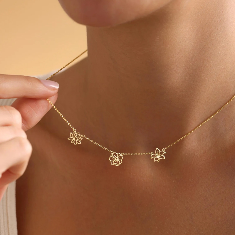 Customized Birth Flowers Neckl - Birth Flower Necklace ulasan dan harga
