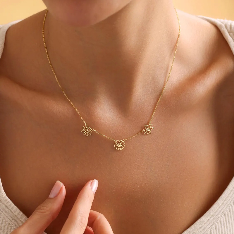 Customized Birth Flowers Neckl - Birth Flower Necklace ulasan dan harga