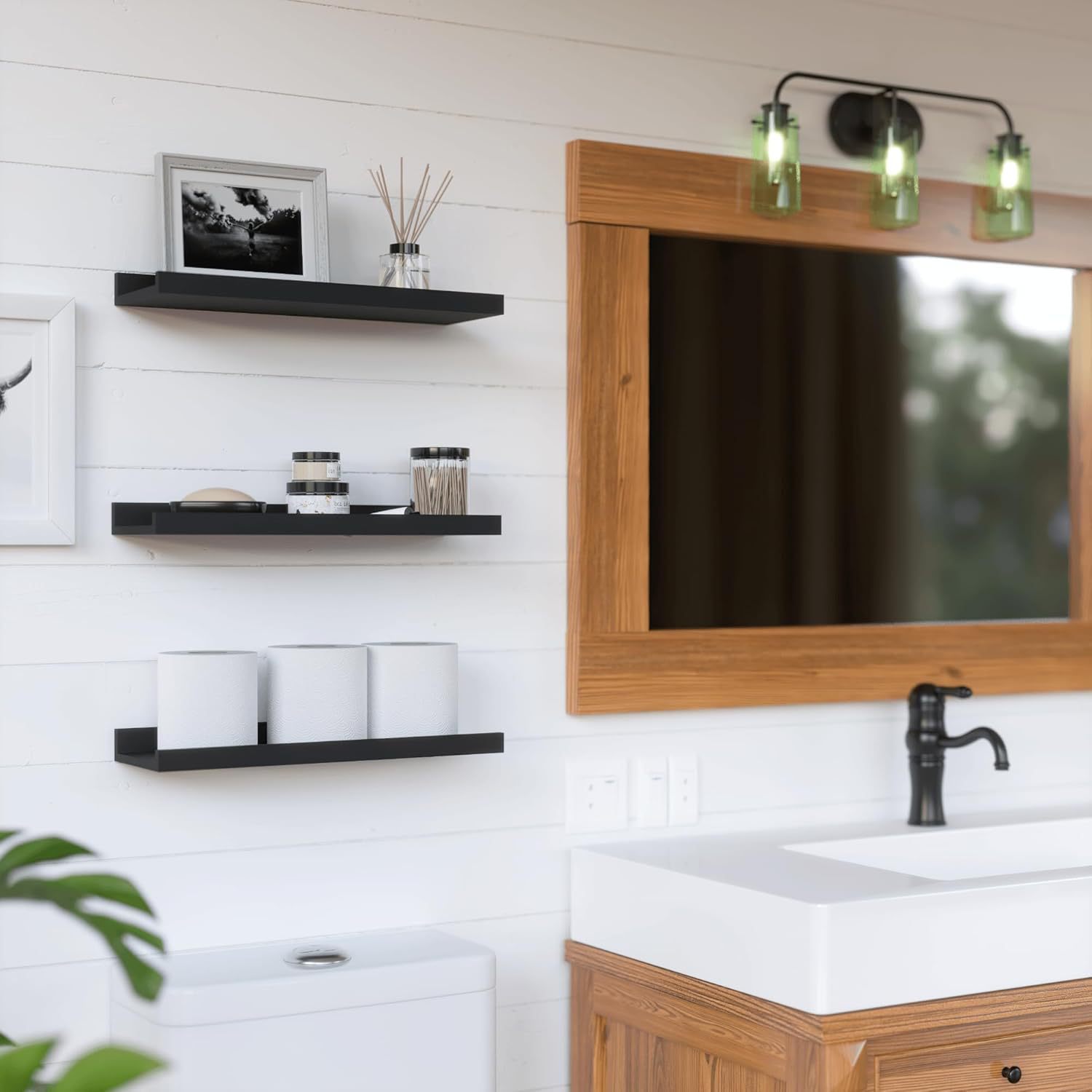 Creative wall storage rack 2-p - Engraved Wood Frame ulasan dan harga