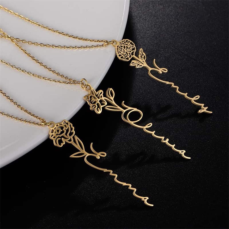 Personalized Birth Flower Name - Birth Flower Necklace ulasan dan harga