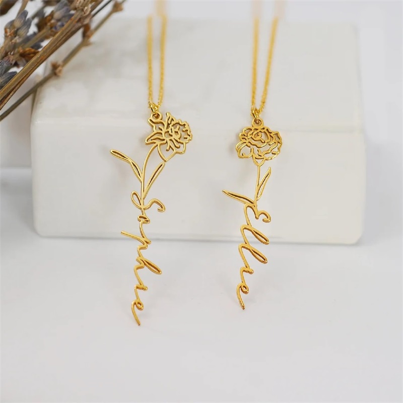 Personalized Birth Flower Name - Birth Flower Necklace ulasan dan harga