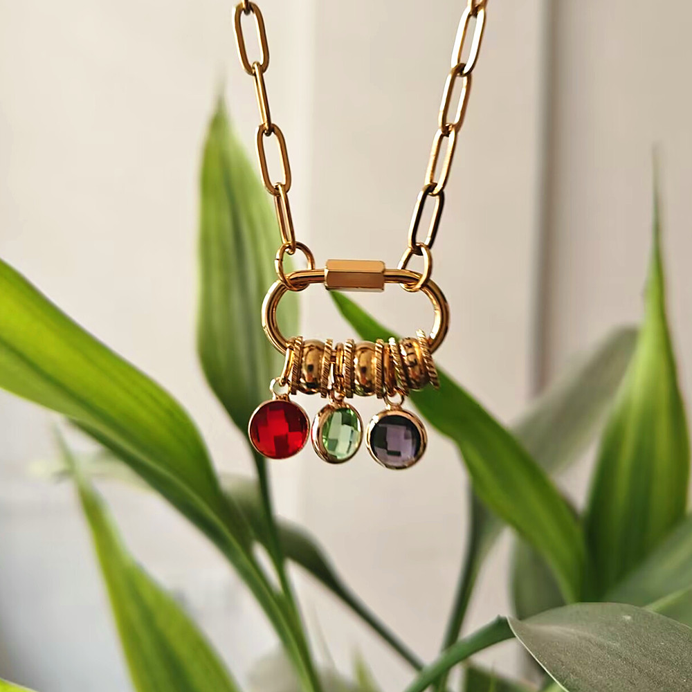 Custom Carabiner Name Charm Ne - Birth Flower Necklace ulasan dan harga
