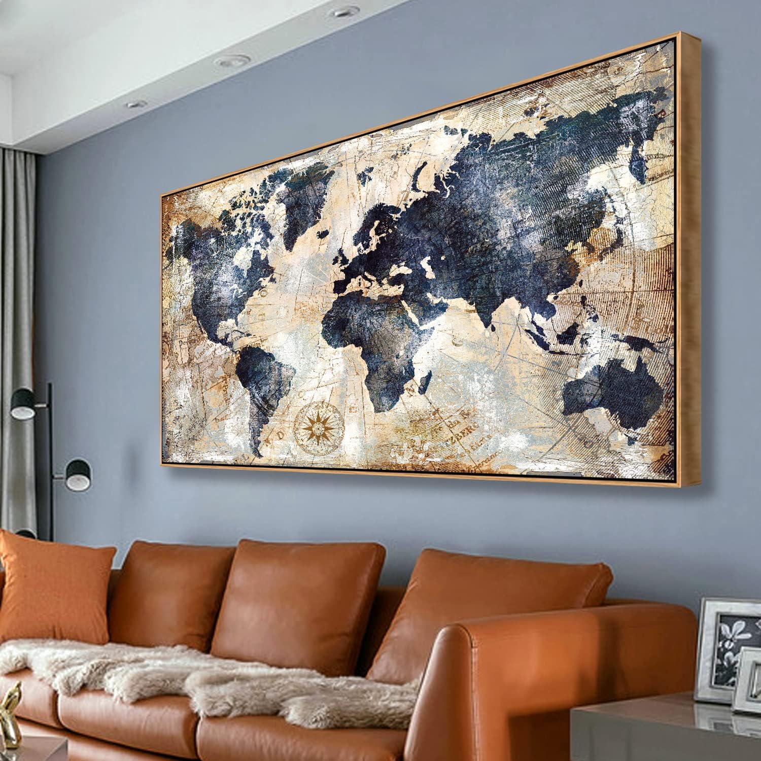 Framed World Map Wall Art Prin - Custom Star Map ulasan dan harga